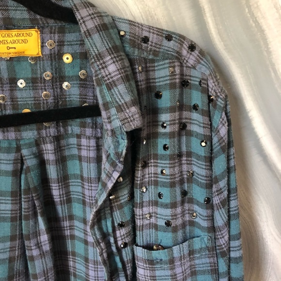 WHAT GOES AROUND COMES AROUND rhinestone vntg top - Picture 6 of 8